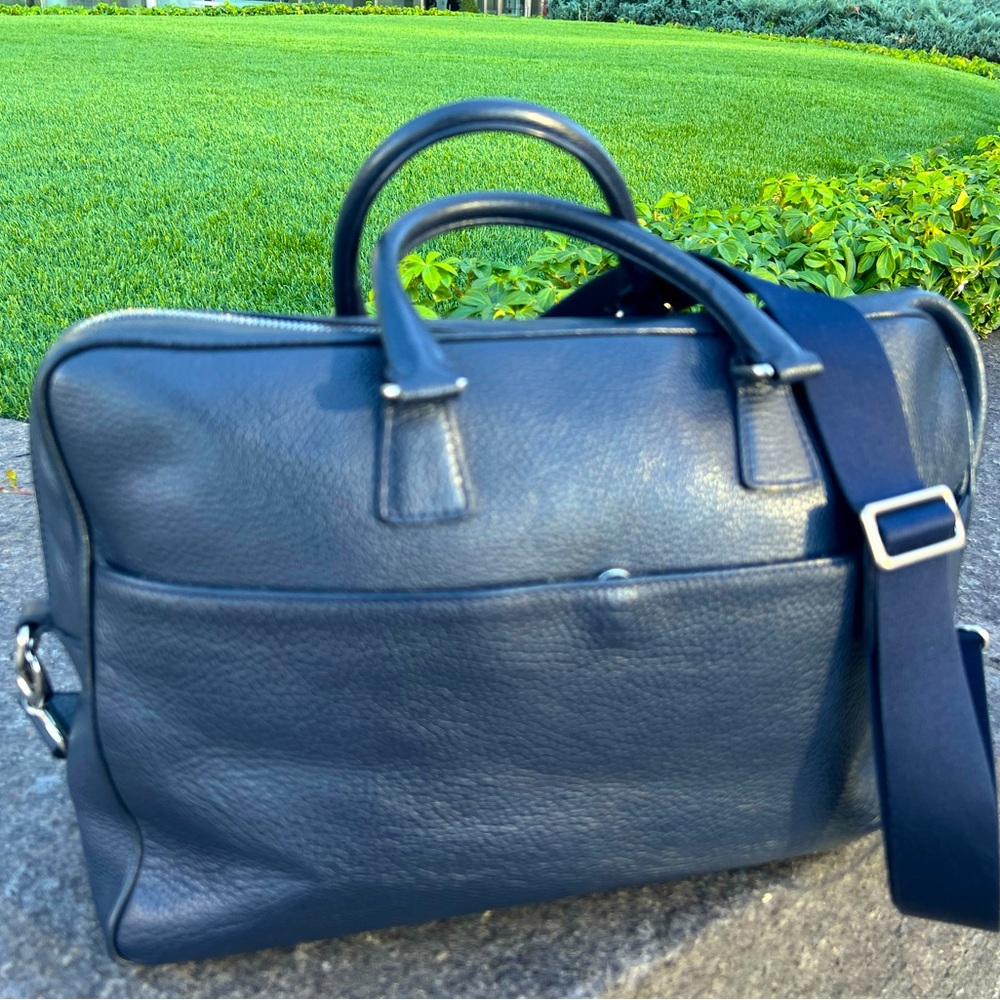 Brooks Brothers Navy Leather Briefcase - Made in Italy